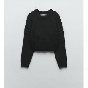 Zara cropped Knit Black Sweater REF 6771/004